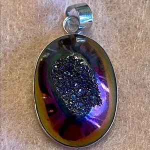 Iridescent druzy pendant